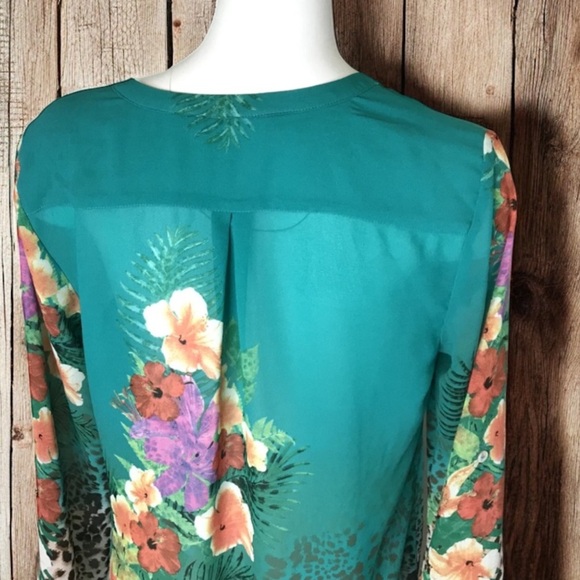 Soft Surroundings Tunic Symphony Night Floral Animal Print Top M Roll Tab Sleeve - Picture 13 of 13